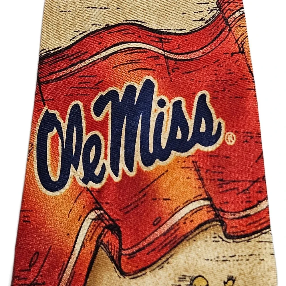 1990's Eagles Wings‎ Vintage NWT Ole Miss Rebels Colonel Reb 100% Silk Necktie